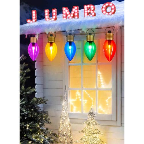 Jumbo C9 Christmas Pathway Lights Outdoor - 8.5 Feet 5 LED C9 Walkway Light, C7 Light Covered Jumbo Multicolor Bulb Christmas Lights Outdoor Decorations for Lawn Holiday Outside Yard Garden