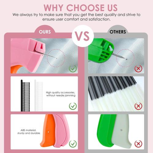 Stitch Gun for Clothes - Handheld Stitch Gun Quick Clothing Fixer - Tagging Gun - Includes 6 Needle, 1000 Black Fasteners & 1000 White Fasteners