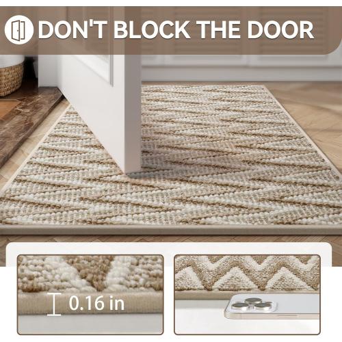 Indoor Door Mat 17x30,Dirt Trapping & Absorbent Non-Slip Rubber Backing Front Doormat for Entryway Low-Profile,Inside Entrance,Shoe Mat for Entry, Washable & Easy to Clean Brown