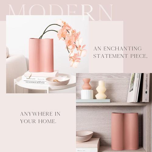 Size 9 Color pink Luxe Infinity Pink Ceramic Vase, 9' Modern Boho Flower Vase for Decor