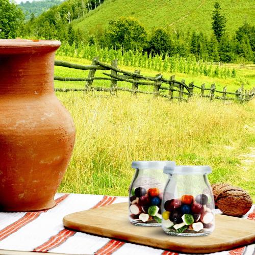 Encheng 8 oz Clear Glass Jars With Lids,Yogurt Container With Lids(PE),Replacement Pudding Jars Yogurt Jar,Glass Container With Twine n Tag For Milk,Jams,Jelly,Mousse,Dishwaresafe 20 Pack