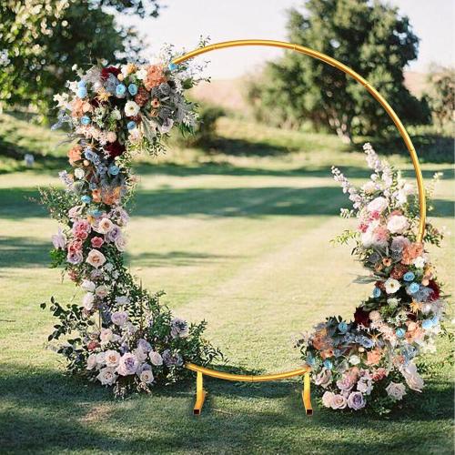 Round Backdrop Stand 6.6ft, Stable Gold Circle Balloon Arch Stand Metal Arch Backdrop Stand for Wedding Birthday Party Baby Shower Decoration(6.6FT)