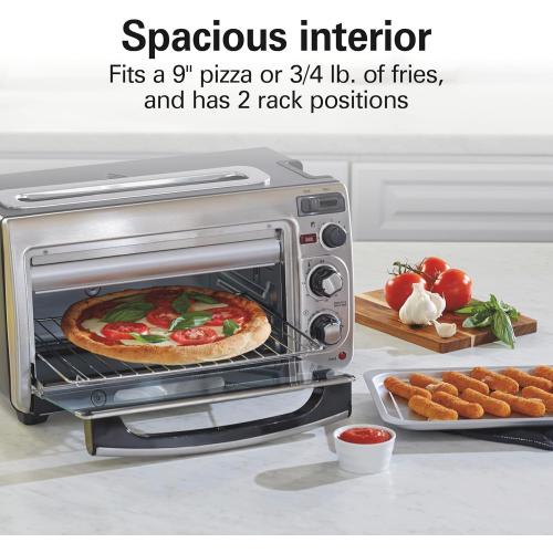 Hamilton Beach 2-in-1 Countertop Toaster Oven and Long Slot 2 Slice Toaster, 60 Minute Timer and Automatic Shut Off, Shade Selector, Stainless Steel (31156)