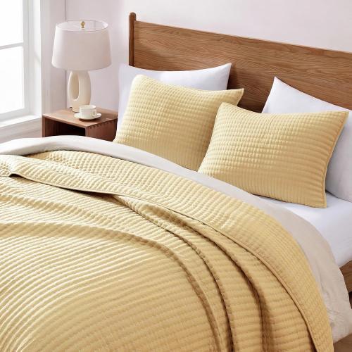 WRENSONGE Twin Quilt-Lightweight Bedspreads Yellow Twin Quilt Bedding Set