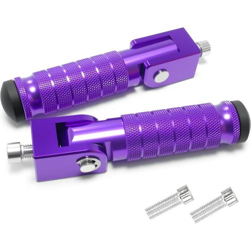 M8 Universal CNC Motorcycle Foot Pegs Degree Foldable Bike Pegs Aluminum Fit Electric Car Motorbike Scooter Mini Bike Ebike Dirt Bike Go Kart Honda Yamaha Suzuki Aprilia Super73 (Purple, Type A)
