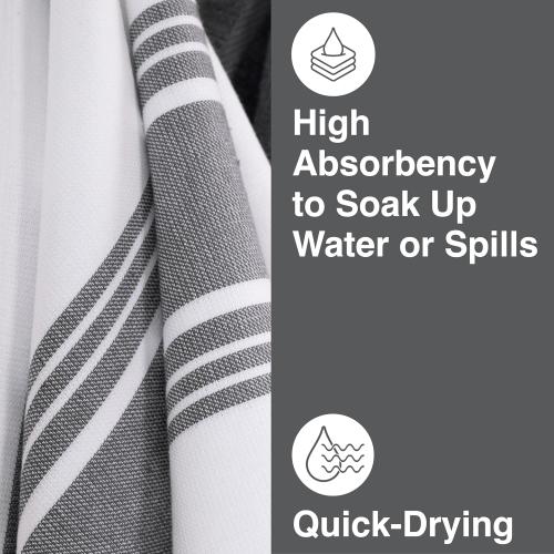 All-Clad Dual-Purpose Kitchen Towels: Highly Absorbent - 100% Cotton, 17x30 Dish Towels for Cleaning & Drying Dishes & Glassware, 6-Pack, Pewter