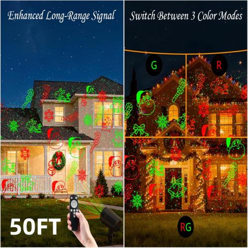 Laser Christmas Projector Lights Outdoor, Waterproof with Remote, Multiple Classic Christmas Patterns for Garden Outdoor, Indoor Home Party Christmas Décor Christmas Gift