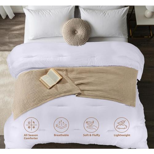 Utopia Bedding Comforters Twin Size, All Season Duvet Insert, Down Alternative Twin Comforter with Corner Tabs, Machine Washable Bed Comforter 64 x 88 Inches (White)