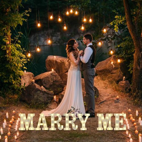 Marry Me Light Up Letters, Will You Marry Me Sign Decorations, LED Marquee Letter Lights, Decorative LED Alphabet Lamp, Battery Operated, Warm White Sign for Proposal Decorations