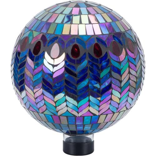 VCUTEKA Gazing Ball, Glass Mosaic Gazing Balls Sphere for Garden Lawn Outdoor Ornament Yard Decorative, 10-Inch, Purple