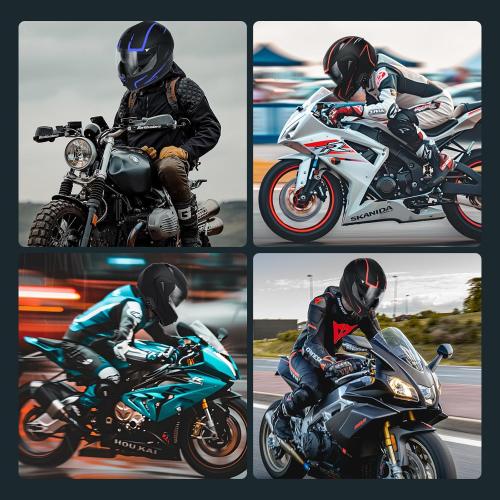 Motorcycle Bluetooth Modular Helmet, DOT Approved Dual Visor Full Face Flip Up Bluetooth Integrated Motorcycle Helmet for Adults Men and Women