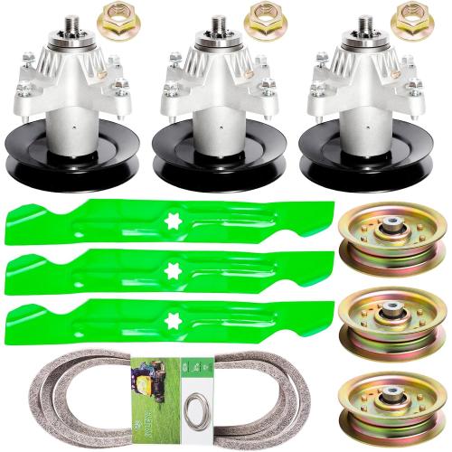 50 Inch Deck Mover Rebuild Kit Fits Troy Bilt Cub Cadet MTD Mustang RZT50 Cub Cadet I1050 LTX1050 Includes 3 Spindles 618-04125 918-04125c 3 Blades 742-04053 3 Idlers 756-04129 1 Belt 754-04044