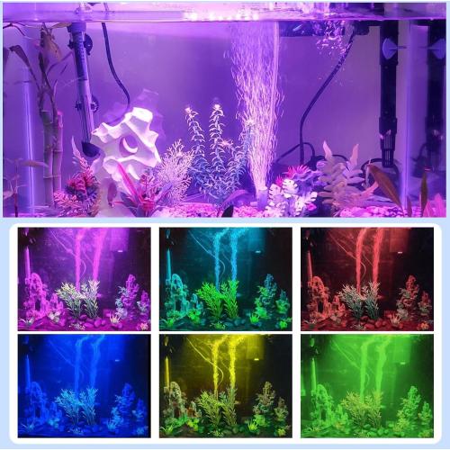 15 inch RGB Aquarium Lights, Underwater Fish Tank Lights IP68 Waterproof Color Changing Adjustable Memory Submersible Remote Control Aquarium Tank Sucker Hood Strip Waterfall Lights