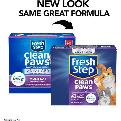 Fresh Step Clean Paws Cat Litter with Febreze Freshness, Advanced Multi Cat Low Tracking Clumping Litter, 37 lbs. (2 x 18.5 lb. Box)