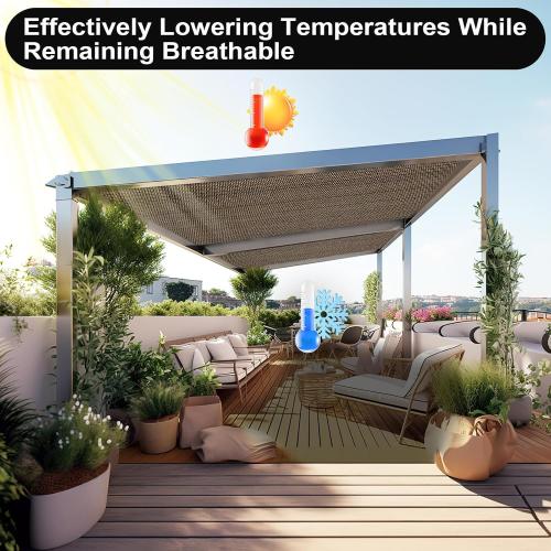 Artpuch 90% Sun Shade Cloth, 10 x 12 FT Pergola Shade Cover Canopy with Grommets, Sun Screen Fabric Tarp for Patio, Outdoor, Garden, Backyard, Mocha