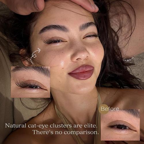 Natural Lash Clusters Wispy Eyelash Clusters C Curl Left&Right Cluster Eyelashes Extensions 180pcs Cluster Lashes DIY Individual Lash Extension Thin Band Cat Eye Lashes by TOOCHUNAG