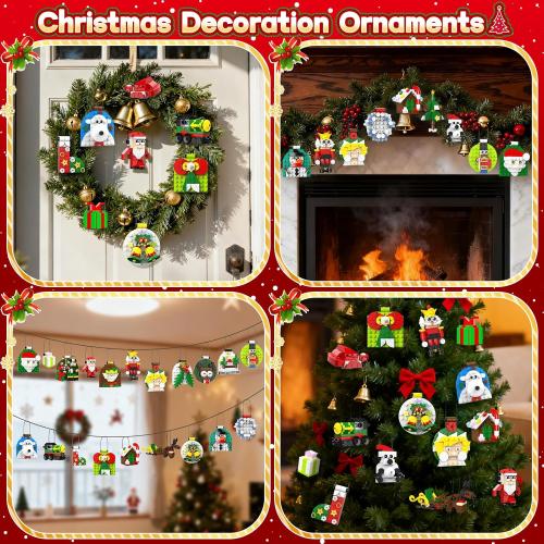 Advent Calendar 2025 Christmas Ornaments Building Set, 24 Days Countdown Calendar Hanging Building Blocks, Ideal Christmas Tree Decor Kit for Xmas Gift & Stocking Stuffers for Kids Boys & Girls