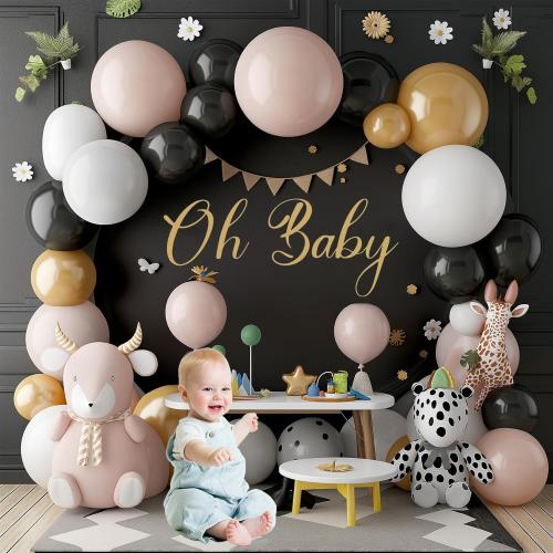 Gallety 7.2 FT Black Round Backdrop Cover for 5 to 7.2ft Circle Arch Stand - Adjustable Circle Arch Backdrop Cover for Wedding Arch Birthday Party Photography Decoration