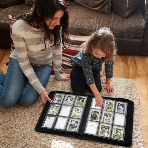 Toploader Binder, 9-Pocket Pages Sleeves Hold up 288 Cards, Toploader Hard Cases,Toploader Card Binder for MTG, TCG, Sport Card, Game Cards, Durable Sleeves for Storage & Display(Gray)