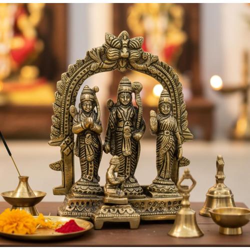 Size  5.5 Brass Ram Darbar (Rama, Sita, Laxman, Hanuman) Murti Idol Statue Sculpture