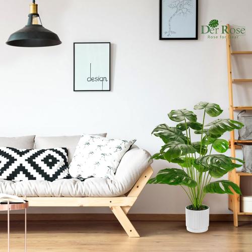 Der Rose 28 Fake Plants Large Artificial Monstera Faux Potted Plants Indoor Tall for Outdoor Living Room House Floor Front Porch Tree Decor