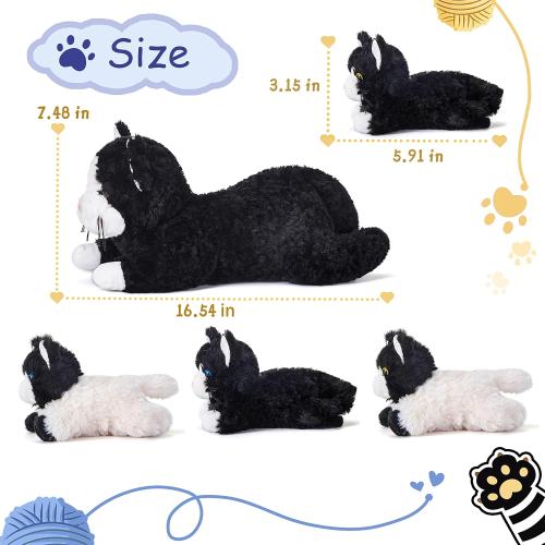 IKASA Mommy Cat Stuffed Animal Mom and Baby Plush Toy,Cute 16 Soft Cuddly Huggable Toys with Little Mini Babies Kitten,Gifts for Kids Girls Boys