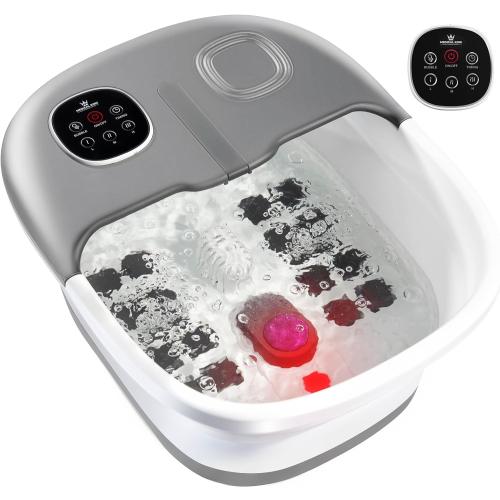 Medical king Foot Spa with Heat and Massage and Jets Includes A Remote Control A Pumice Stone Collapsible Foot Spa Massager with Heat and Massage Bubbles and Vibration