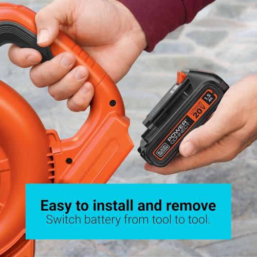 BLACK DECKER 20V MAX Battery, 1.5Ah Lithium Ion Battery, Extended Runtime, Compatible with Tools, Outdoor Equipment and 20V Vacuums (LBXR20)