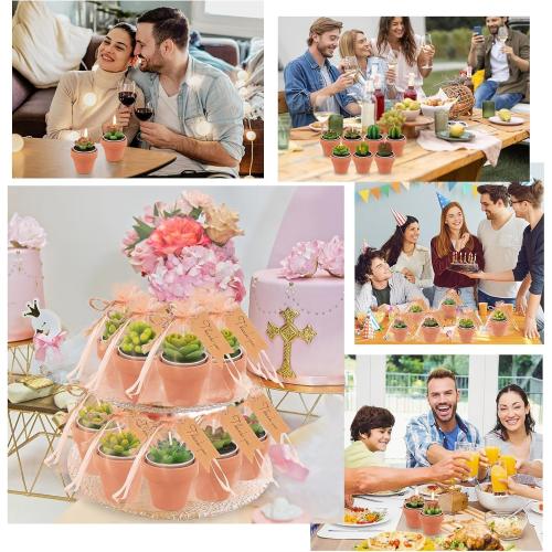 36 Pcs Succulent Cactus Candles Party Favors- Succulent Tealight Candles, Bulk Candle for Favors, Cactus Tea Light Candle with Mini Terracotta Clay Holders for Wedding Home Party Decor
