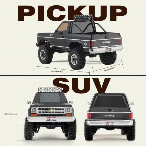 BEEZRC FMS 1/24 RC Crawler Officially Licensed Chevy K5 Blazer RC Car FCX24 RTR RC Pickup Truck SUV 4WD 2.4GHz Hobby RC Model 8km/h Mini car RC Off-Road Remote Control Car (Black)