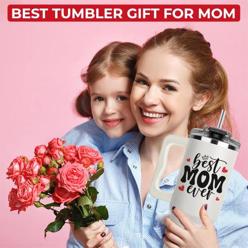 Christmas Gifts For Mom - Best Mom Ever Tumbler With Handle 40oz, Mommy Coffee Mug, Mama Tumblers, Momma Gift Ideas, Funny Birthday Present For Her, Cute Mother Day Gift Tumbler, Mom Cup