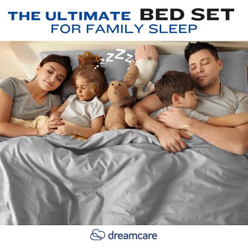 DREAMCARE King Size Sheets Set - King - Extra Deep - Light Gray