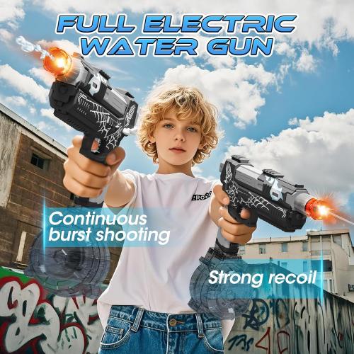 Electric Water Gun for Adults Kids, Automatic Squirt Gun with a Long Range of up to 26 Ft, LED Light Large Capacity IP7 Waterproof Fully Auto Water Gun(Black)