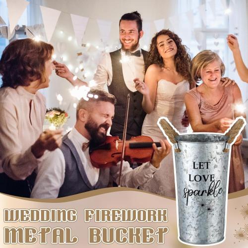2 Wedding Sparklers Buckets, Classic Style, Silvery Gray, 9.8 Inches