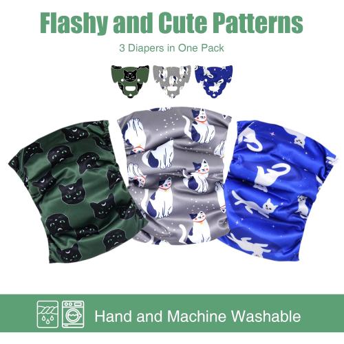 Size S wegreeco Washable Male Dog Belly Band (Stylish Pattern)- Pack of 3 - Washable Male Dog Belly Wrap, Dog Diapers Male (Cool & Sweet Cat)