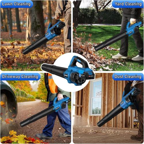 Leaf Blower Cordless, 21V Powerful Electric Leaf Blower with 2 X 4.0Ah Batteries and Charger, 2 Speed Modes, Handheld Lightweight Leaf Blowers for Lawn Care, Patio, Dust, Blowing Leaves