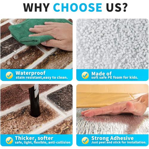 Art3d 20-Pack Size 105 Sq.Ft Faux Brick 3D Wall Panels Peel and Stick in Red Brown, Self Adhesive Waterproof Foam Wallpaper for Bedroom, Bathroom, Kitchen