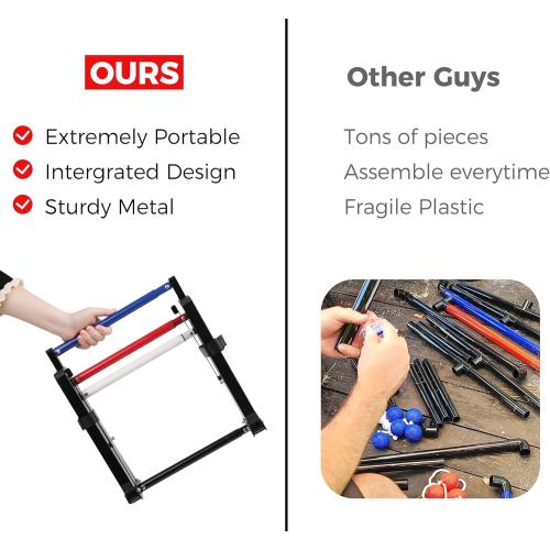Outdoor Games Ladder Ball Set - Patented Assembly Free Portable Ladder Toss - Steel Frame Includes Carrying Case, 6 Bolas and Scoresheet