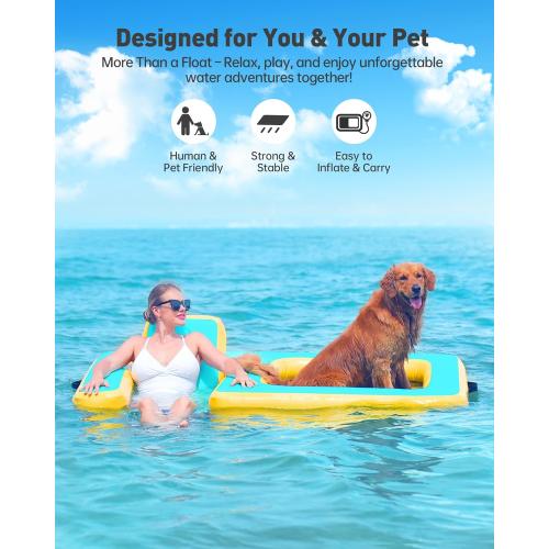 Innovative Inflatable Dog Pool Float with Seat – Durable PVC Water Raft for Adults & Dogs – Enjoy Water Fun Together – 242 lbs Capacity – Portable Floating Lounge