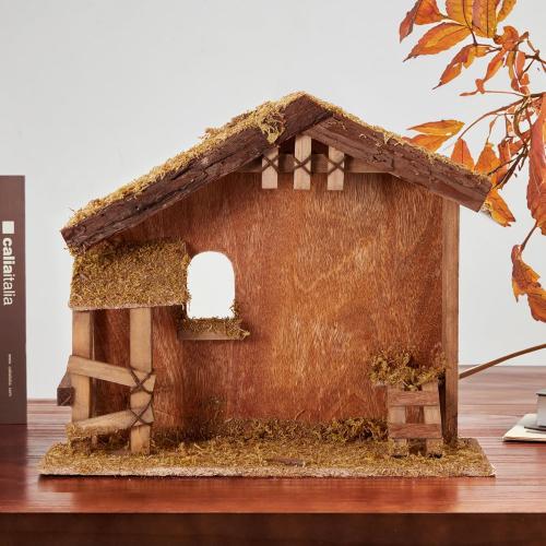 Christmas Decorations Manger for Nativity Scene 7 Inch Scale Creche Stable for Inside 7&8 inch Scale Holy Family Wooden Nativity Stable Home Desk Decor Collectable（14 x 4.1 x 12）