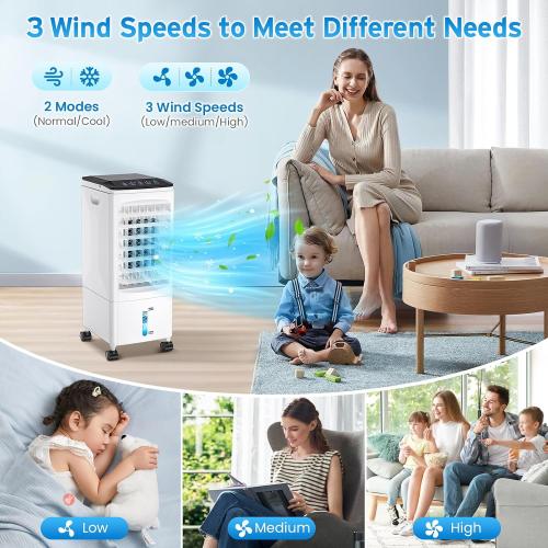 Portable Air Conditioners, Portable AC Unit, Evaporative Air Cooler w/1.6 Gal Water Tank, 3 Speeds, 60°Oscillation, Windowless Air Conditioner w/7.5H Timer, Swamp Cooler for Room Home Office
