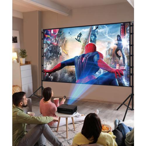 Projector Screen with Stand - 150 Inch Portable Projector Screens Outdoor Indoor Projector Screen 16:9 4K HD Outdoor Movie Screen with Carry Bag,Enioy Home Theater Projection Screen