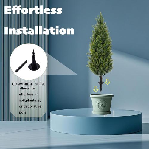 ECOLVANT 3FT Artificial Cedar Topiary Trees with Ground Spike, Set of 2 Faux Cypress Plants UV Resistant Artificial Pine Shrubs Fake Bushes for Outdoor Indoor Front Porch Garden