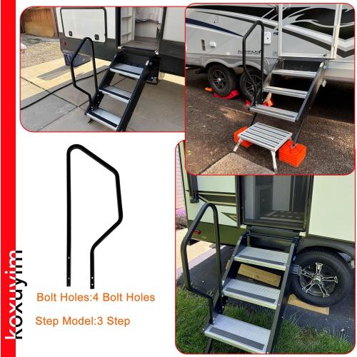 Step Handrail for Step Above 2nd Generation RV Entry Step. STP214-121H 3 Step Handrail Add Even More Support for Entering and Exiting Your RV
