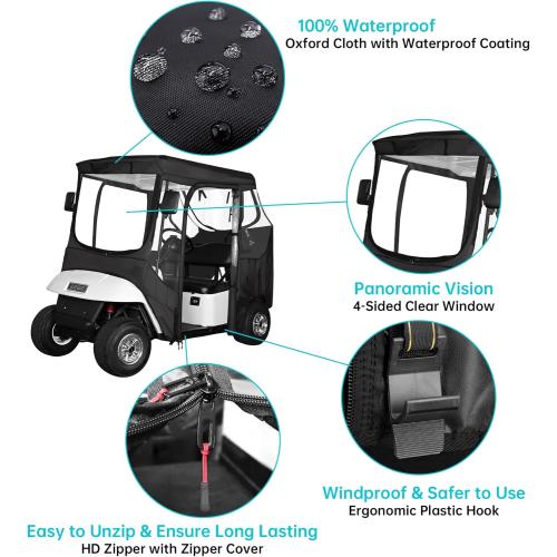 Passenger Golf Cart Driving Enclosure for EZGO TXT/RXV Model,  Window  Rain Cover All Weather Windproof Waterproof