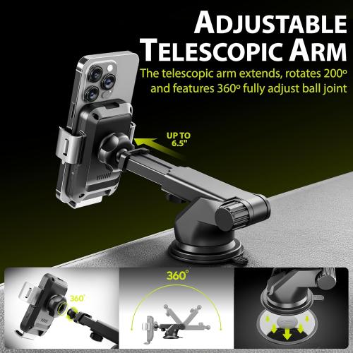 Bracketron PwrUp Auto 15W Qi Fast Wireless Charging Car Mount Dashboard Windshield Air Vent Cell Phone Charger Cellphone Holder Desk Night Stand