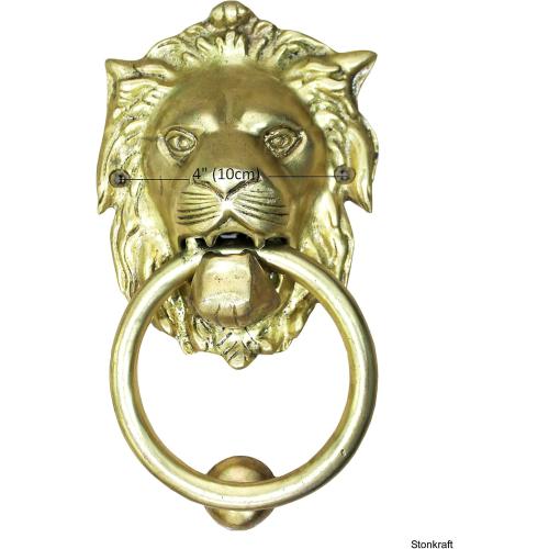 Size 6 StonKraft Brass Lion Door Knocker Knockers Gate Knocker Door Accessories (Lion 6)
