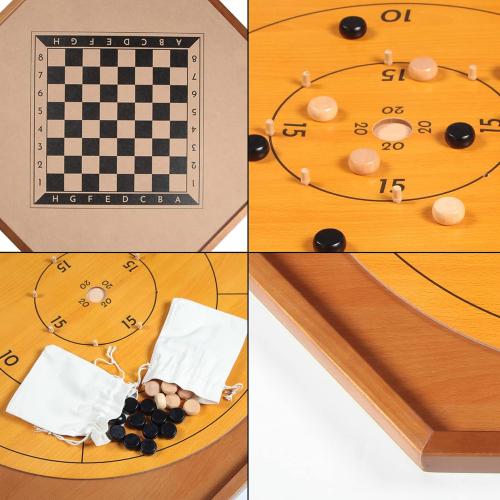 Tournament Crokinole and Checkers, 30-Inch Official Crokinole Board Game with 26 Playing Surface, Canadian Heritage Tabletop Game for Two Players, Dexterity Krokinole Games for Families and Friends