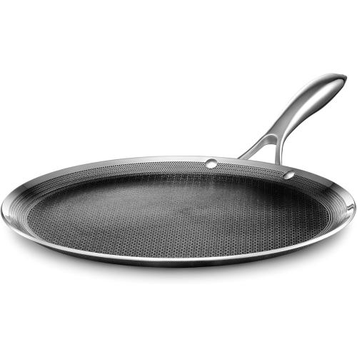 HexClad Hybrid Nonstick 5-Piece Cookware Set, 14 Pan with Lid, 14 Wok with Lid, and 12 Griddle, Stay-Cool Handles, Dishwasher and Oven-Safe, Induction Ready, Compatible with All Cooktops