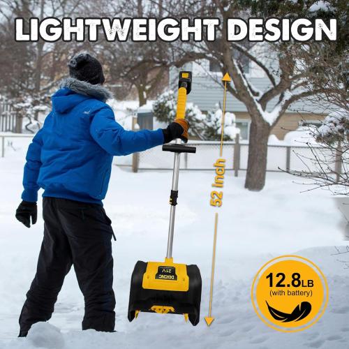 DEVONIC Cordless Snow Shovel & Snow Blower 20V Electric | Lightweight Powerful Battery Snow Shovel with Adjustable Front Handle&Telescopic Pole | Fast Clearing for Driveway, Sidewalk & Patio